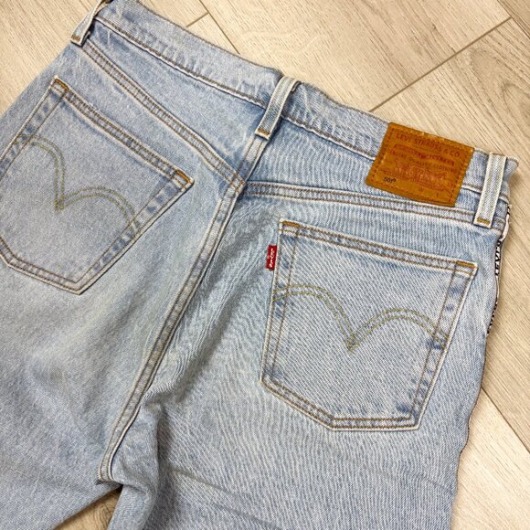 Levi’s Womens 501 Original Sport Stripe Straight Cropped Jeans Light Blue Sz 28 - Picture 6 of 6